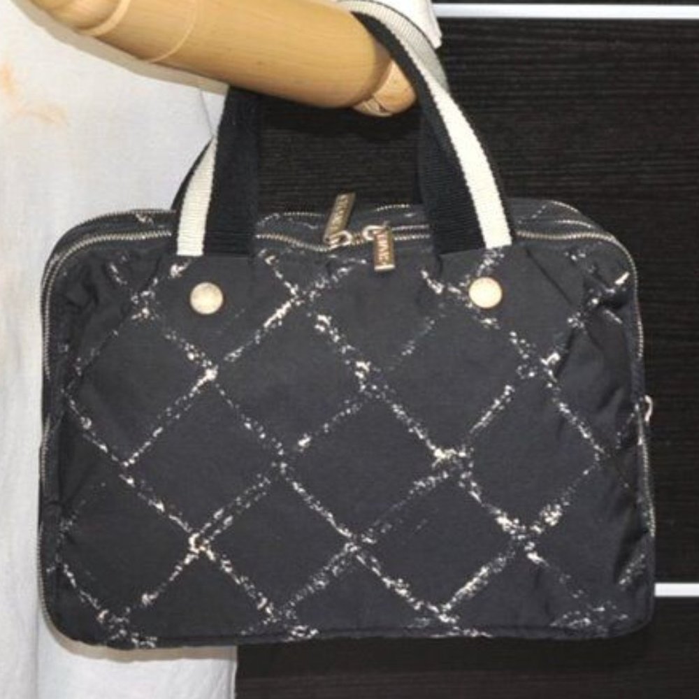 CHANEL Travel Line Hand Boston Bag Nylon Black